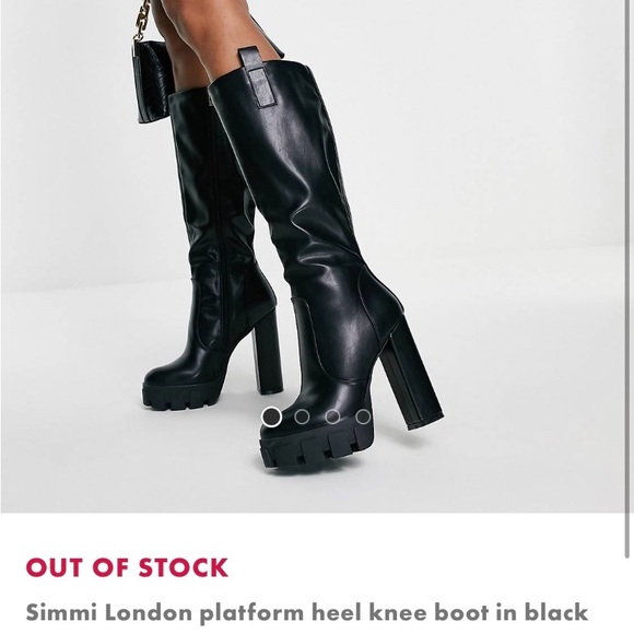 Black Knee High Platform Boots - Picture 3 of 4